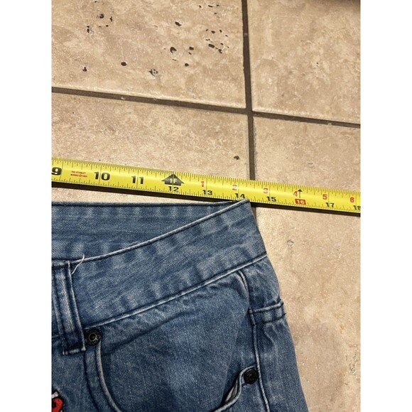 Hello Kitty Jeans Womens 28 Lazy Oaf Sanrio Blue Denim AOP Pants Apathetic Appar - Picture 9 of 13